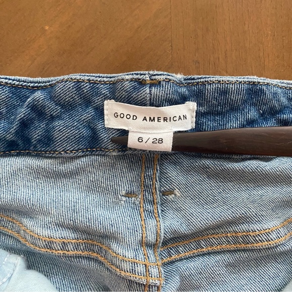 Good American Good Curve Straight Jeans GCS144T High Waist Distressed Sz 6 W 28 - Picture 2 of 10